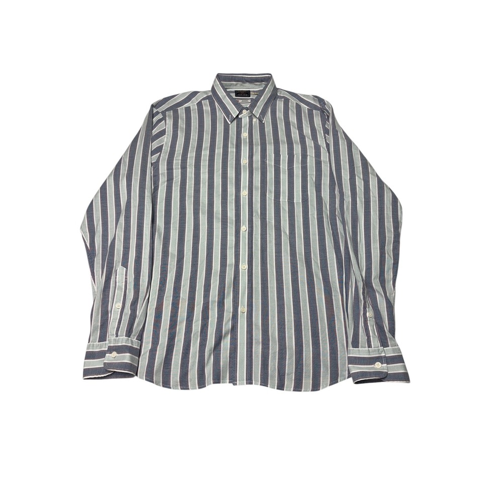 Faherty Brand Supima Cotton Striped Button Down Shirt Mens Large Blue Green